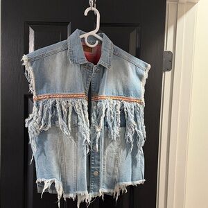 POL Red and Blue Denim Vest